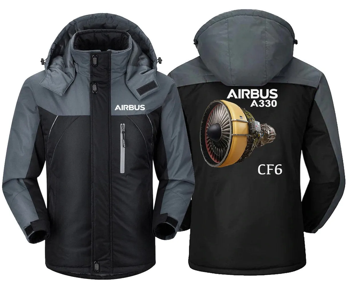 Airbus A330 CF6 Winter Coat - Water-Resistant Design with MA-1 Sleeve Pocket and Heavy Snow Protection