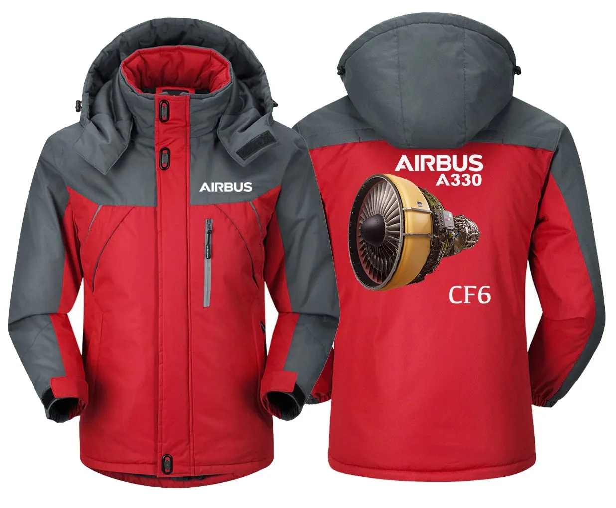 Airbus A330 CF6 Winter Coat - Water-Resistant Design with MA-1 Sleeve Pocket and Heavy Snow Protection