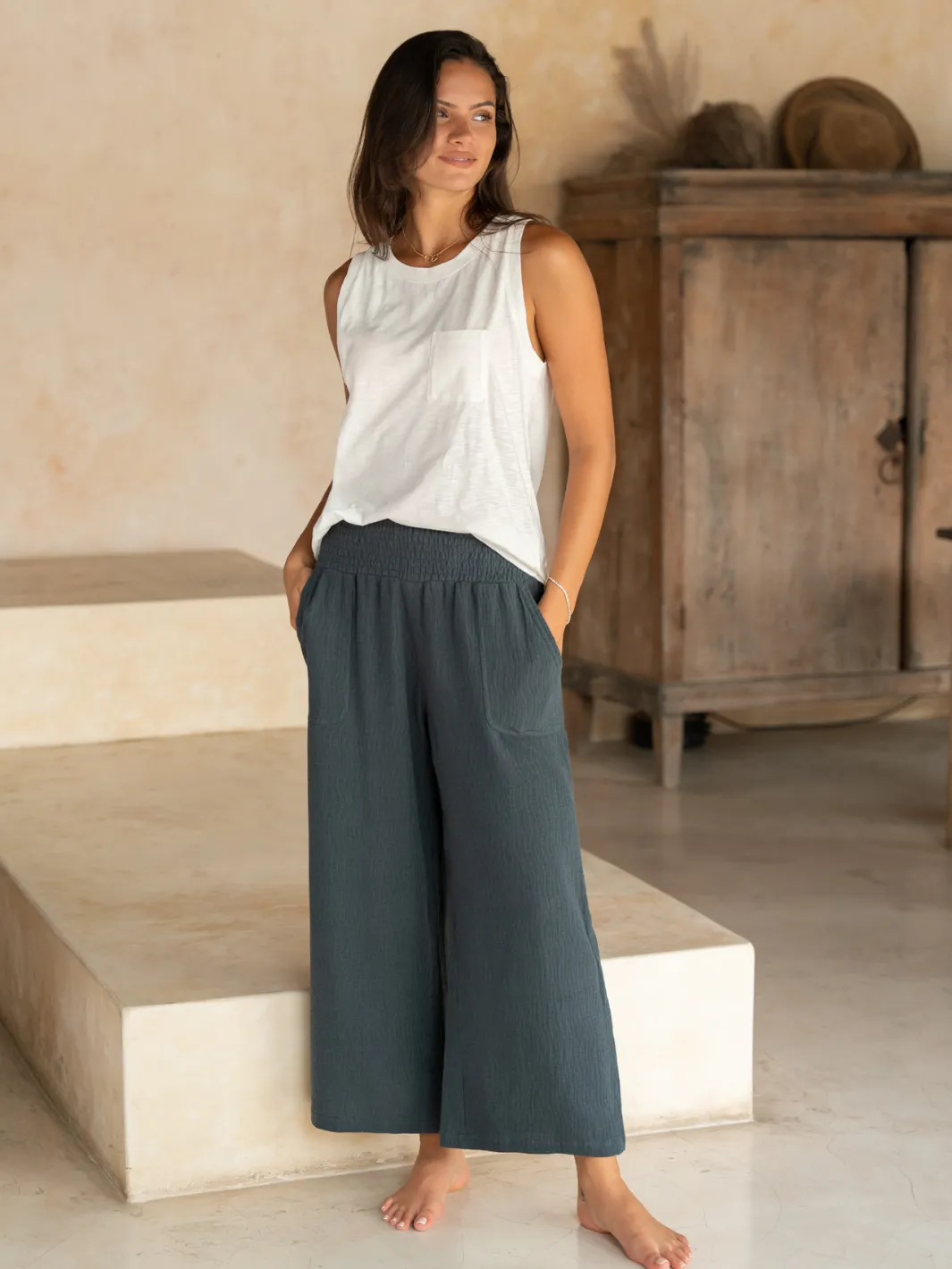 Bahama 3/4 Cotton Pants Charcoal