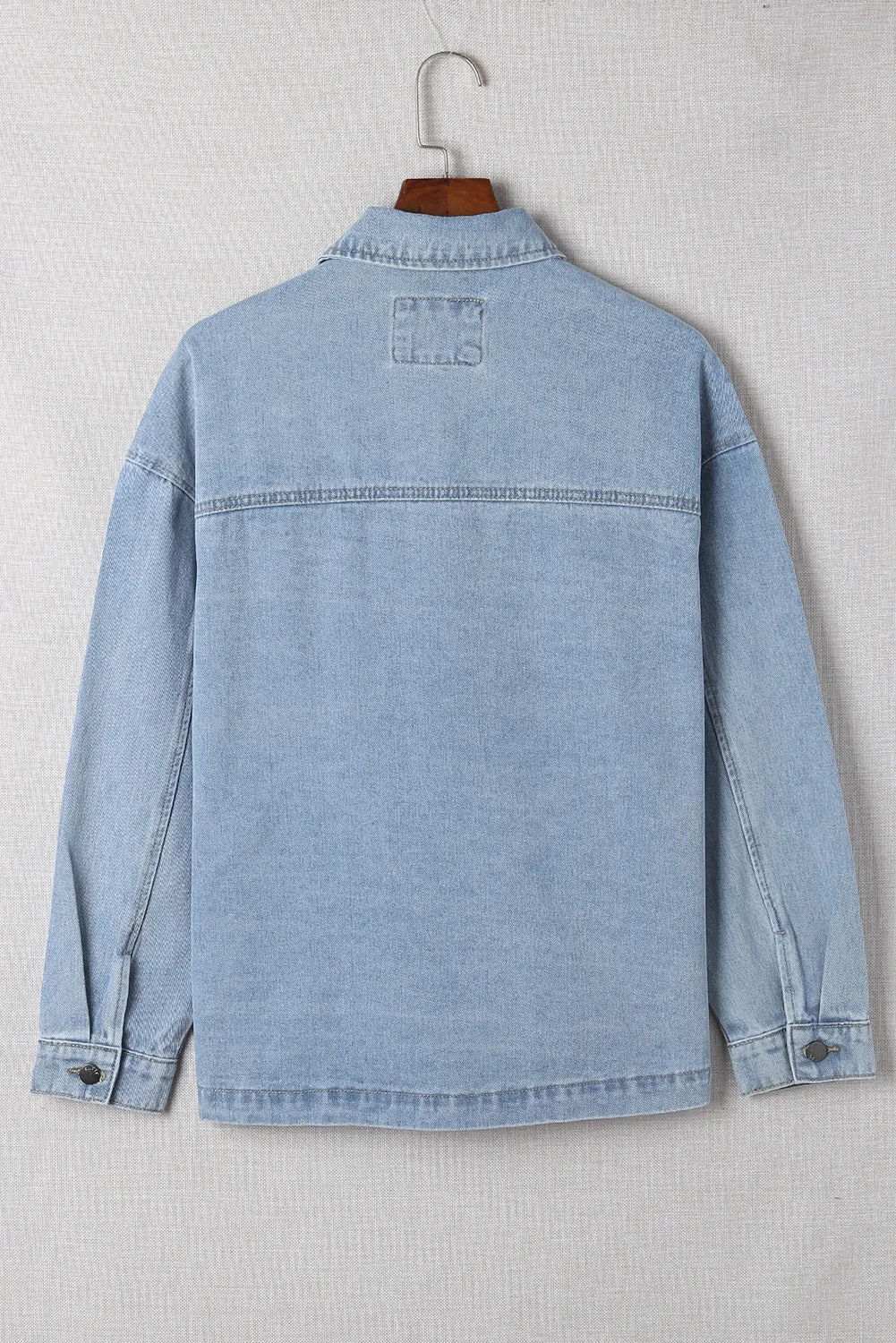 Casual Denim Jacket with Leopard Print