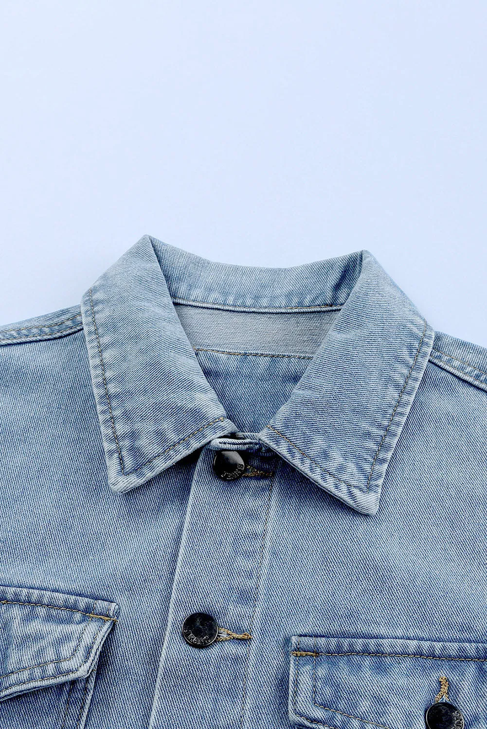 Casual Denim Jacket with Leopard Print
