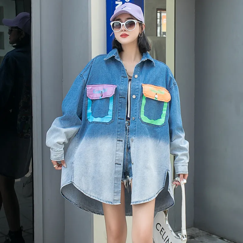 Comic Denim Jacket Spring Denim Jacket Women's Casual Loose