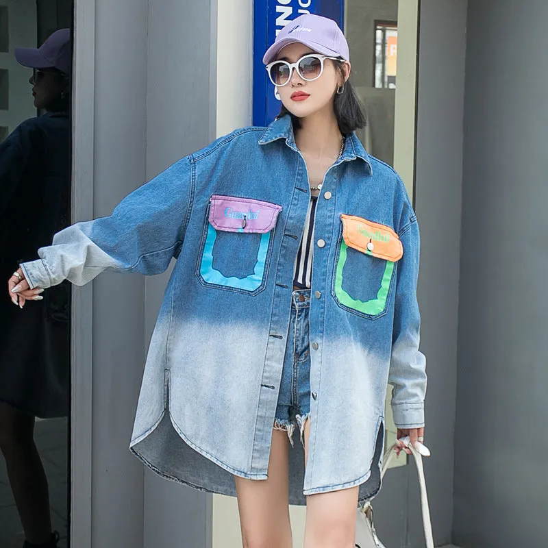 Comic Denim Jacket Spring Denim Jacket Women's Casual Loose