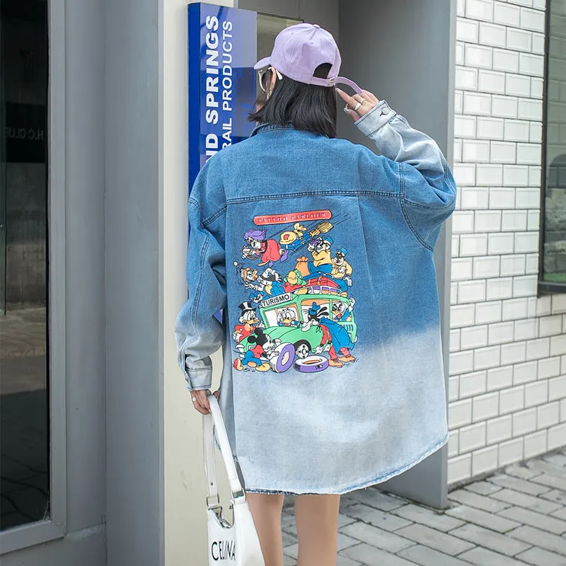 Comic Denim Jacket Spring Denim Jacket Women's Casual Loose