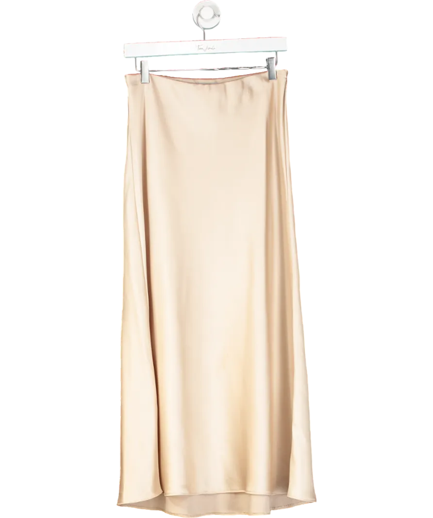 dorothy perkins Cream Satin Bias Midi Skirt UK 8
