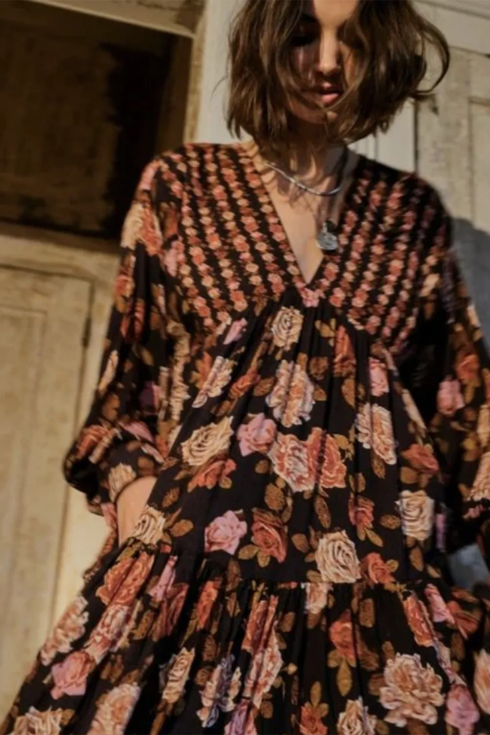 FP Rows of Roses Maxi Dress - Black