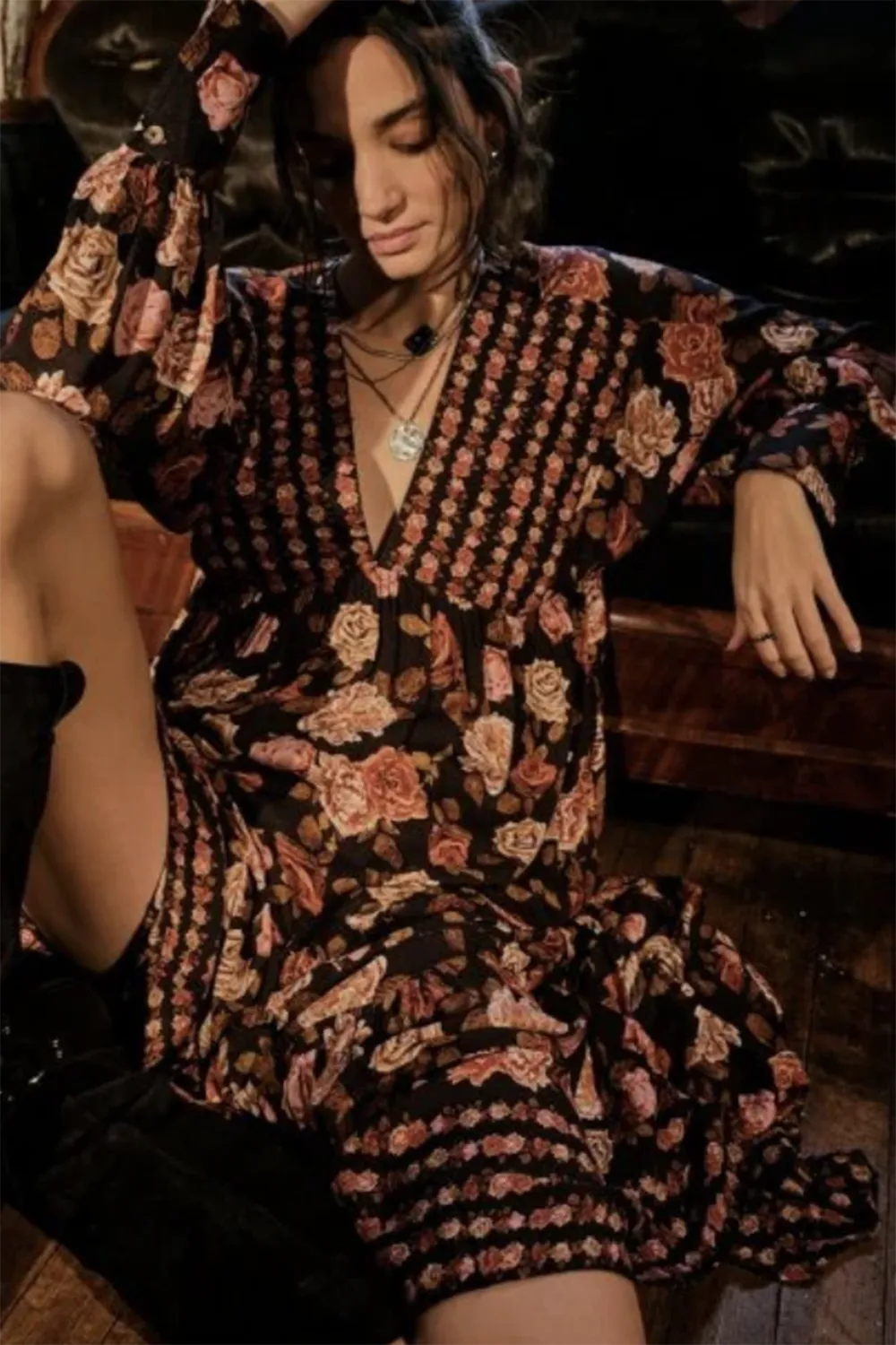 FP Rows of Roses Maxi Dress - Black