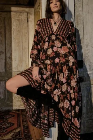 FP Rows of Roses Maxi Dress - Black