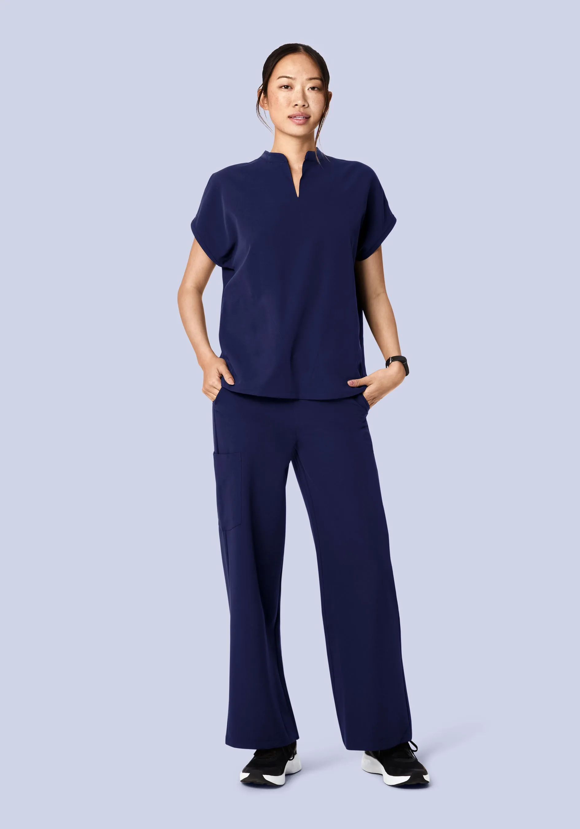 High Waisted Wide Leg Navy