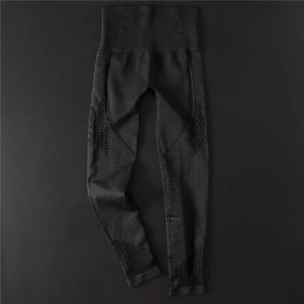 Hollow Out Fitness Leggings Women Flexible Seamless Jogger Sport Tights Comfortable Widen Waistband Yoga Workout Sport Pants