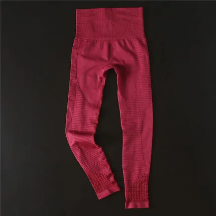 Hollow Out Fitness Leggings Women Flexible Seamless Jogger Sport Tights Comfortable Widen Waistband Yoga Workout Sport Pants