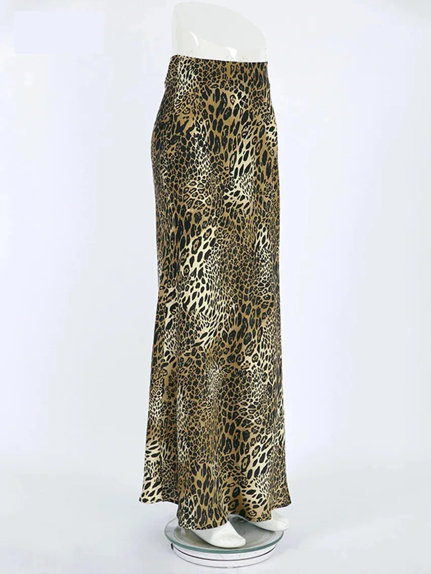 Leopard Print Flowing Maxi Skirt