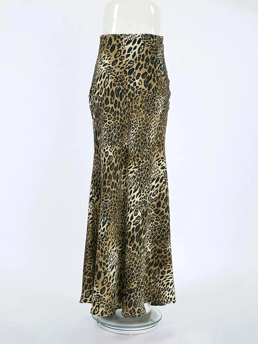 Leopard Print Flowing Maxi Skirt