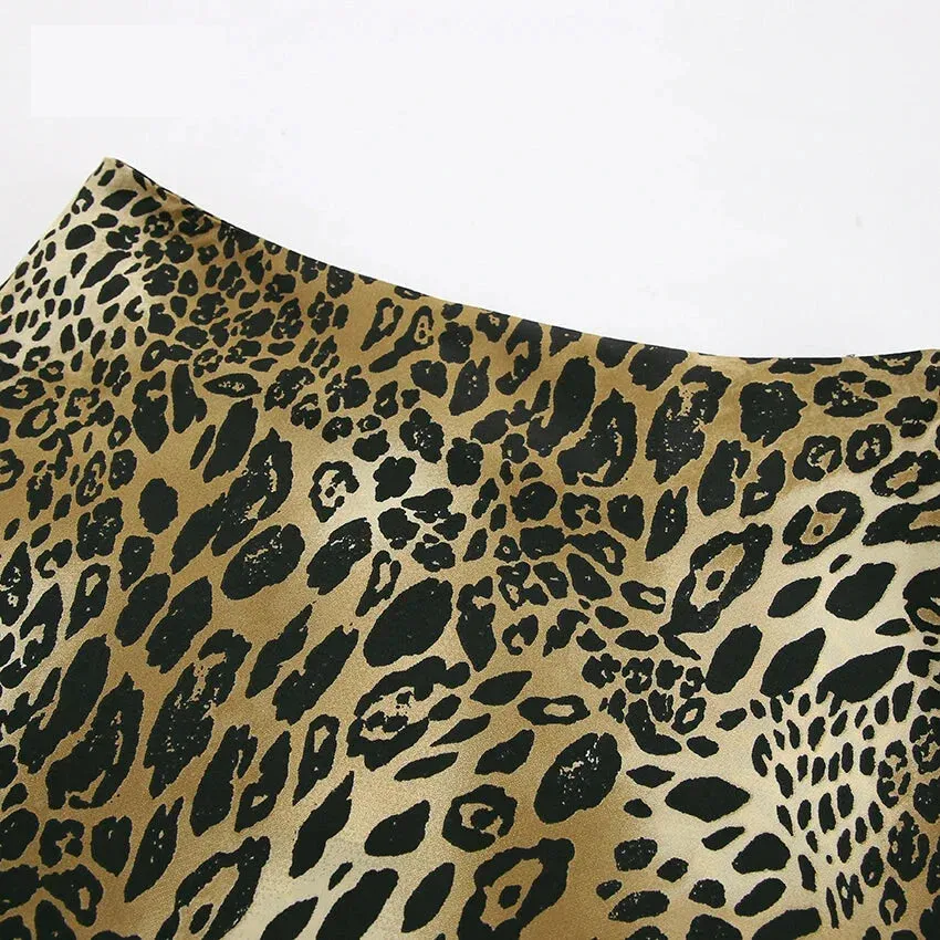 Leopard Print Flowing Maxi Skirt