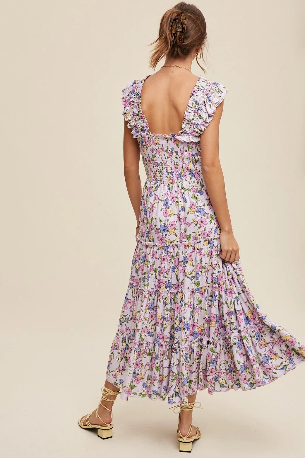 Lia Flower Print Ruffle Tiered Maxi Dress
