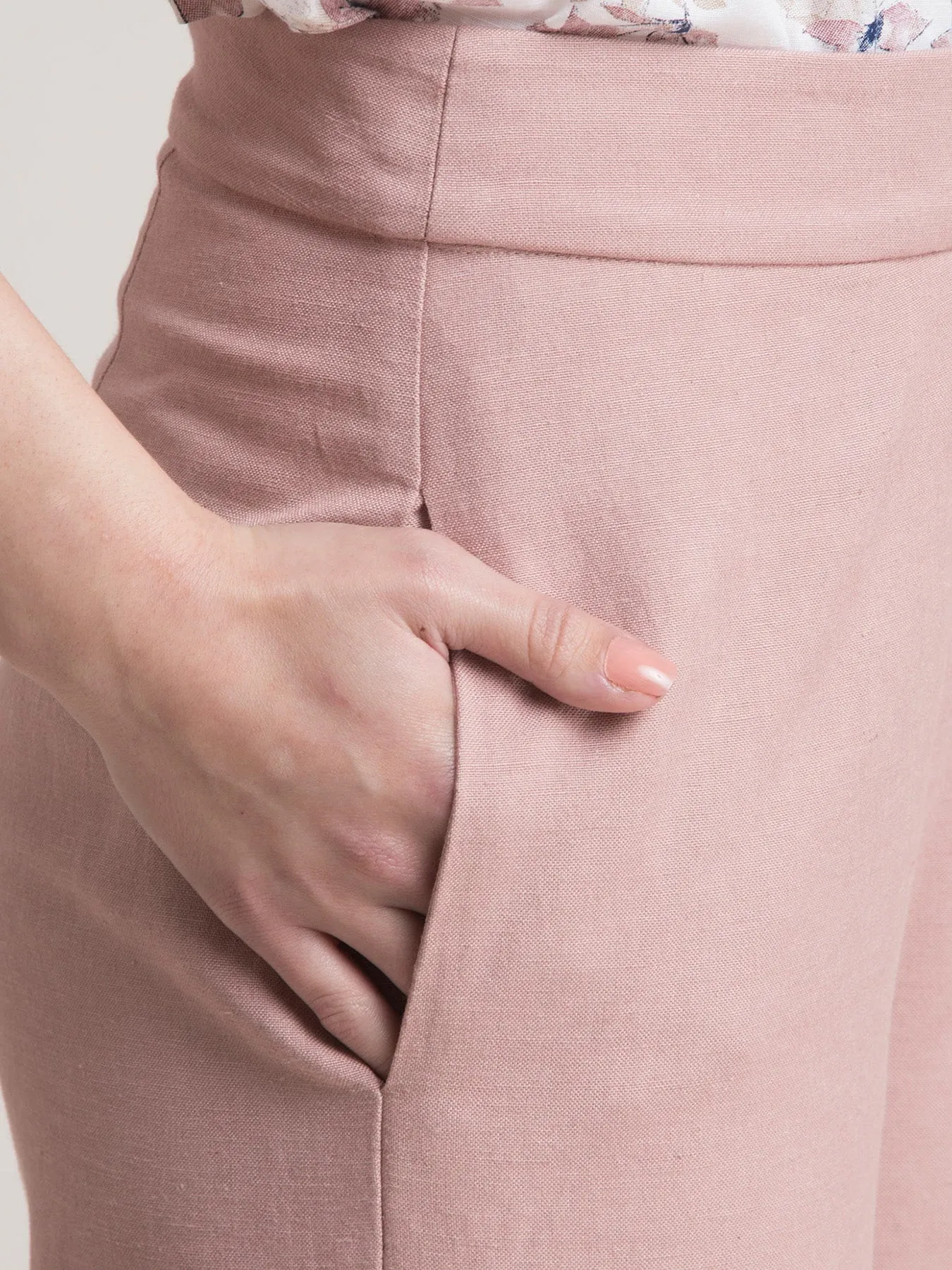 Linen Wide Leg Pants - Dusty Pink