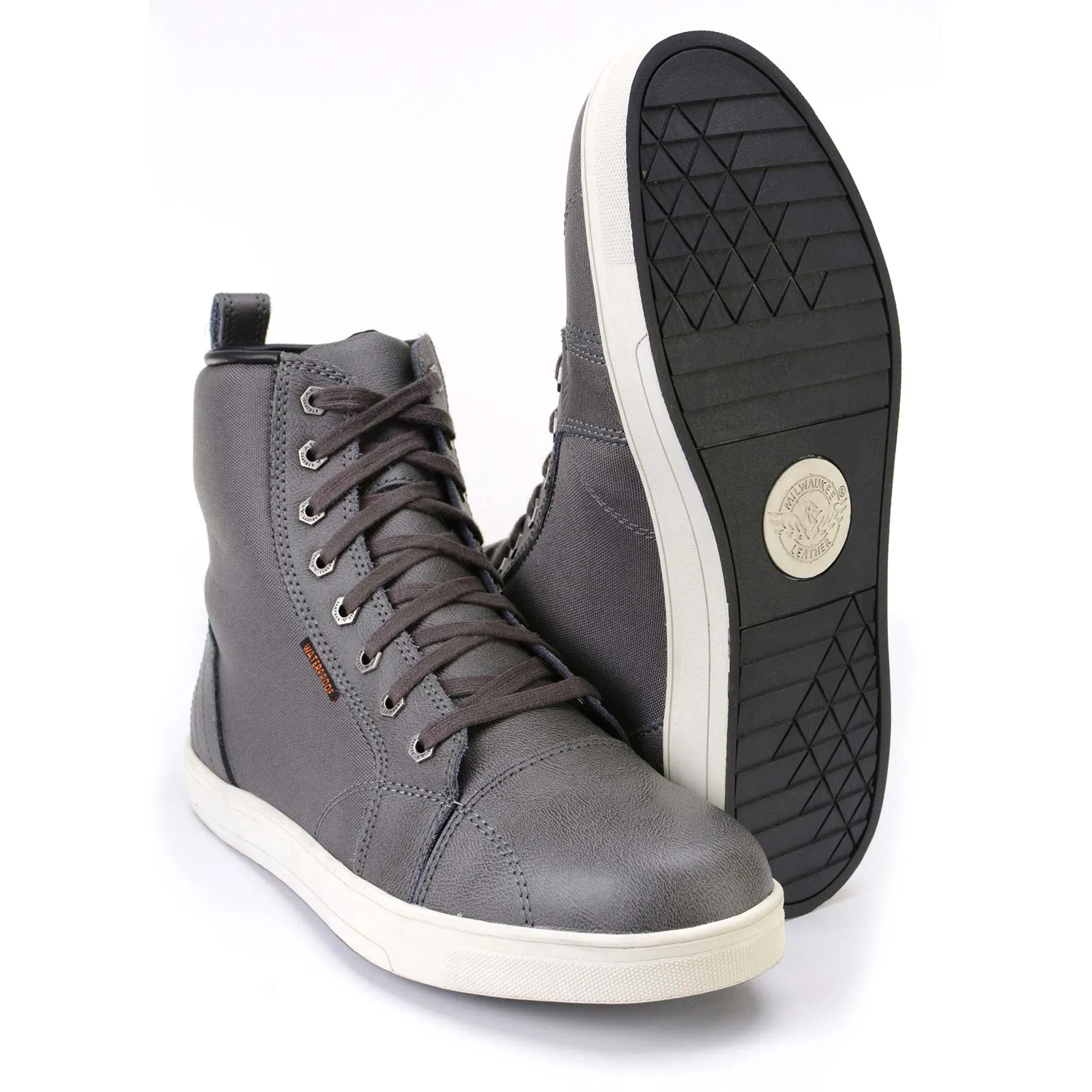 Milwaukee Leather MBM9003WP Men's Grey Leather and Canvas Reinforced