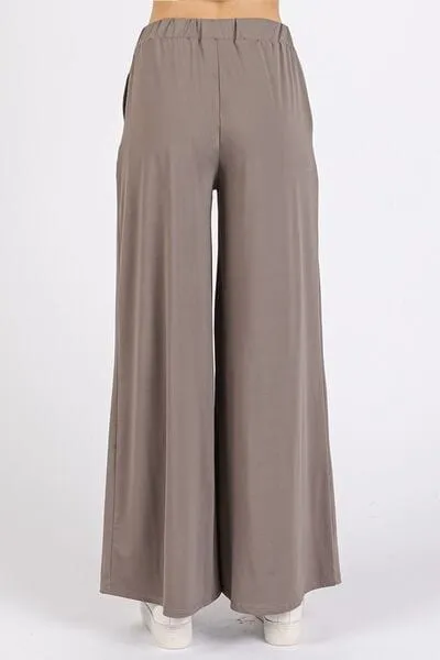 Mittoshop Yoga Air Stretch Elastic Waist Wide Leg Pants