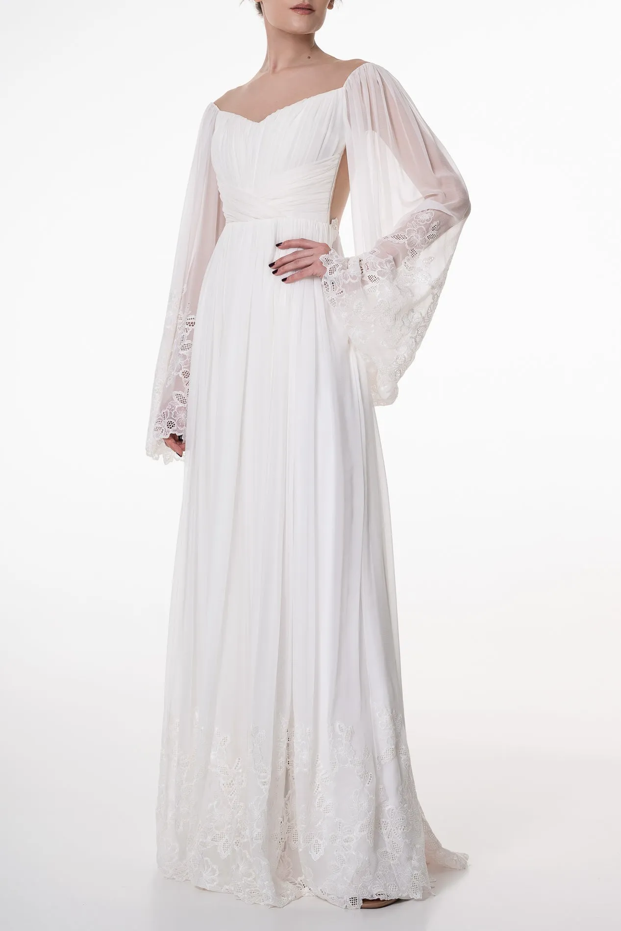Nawara Ivory Boho Silk Dress