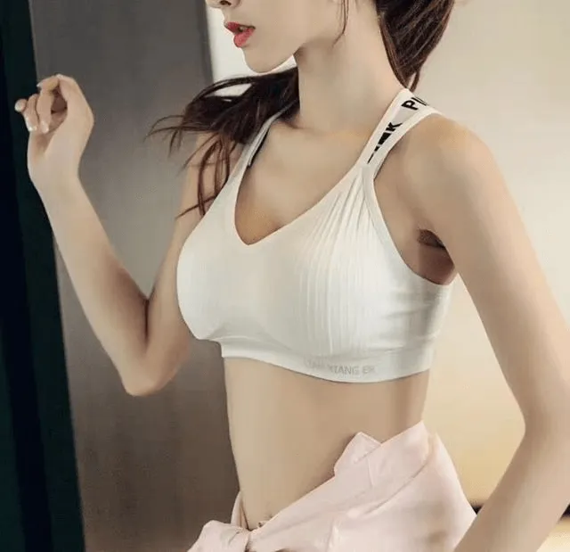 Pink Cotton Sports Fitness Bra & Underwear Set - 2058#