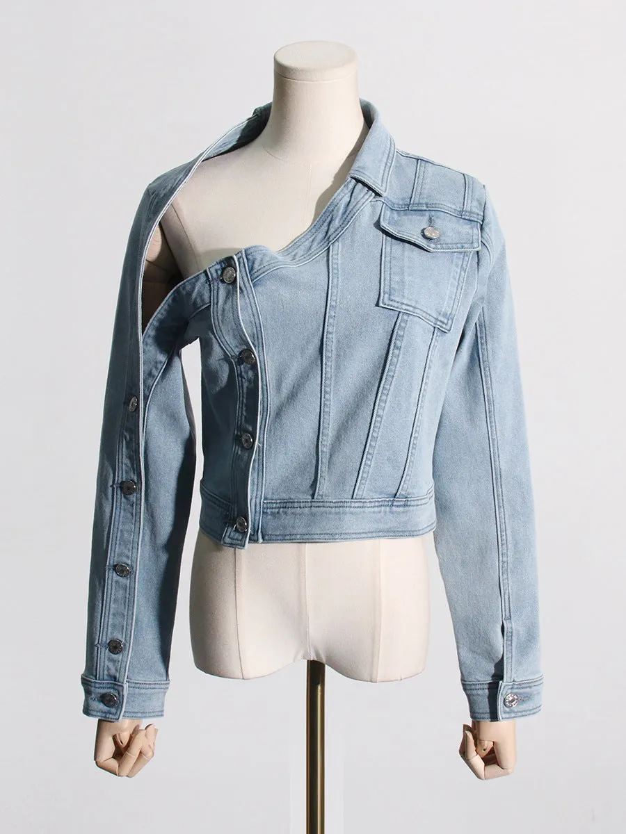 Retro Washed Old Off-shoulder Denim shirt