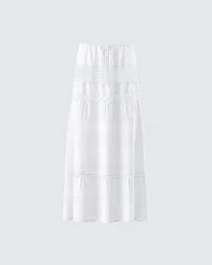 Rue White Cotton Floral Maxi Skirt