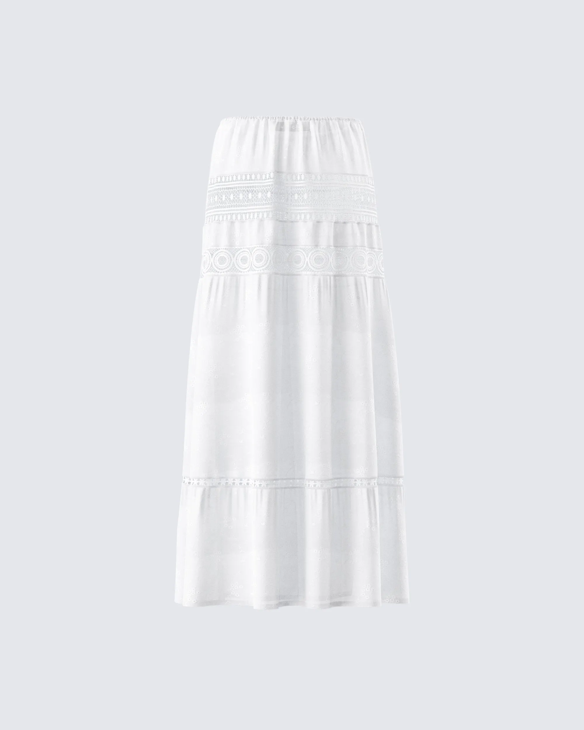 Rue White Cotton Floral Maxi Skirt