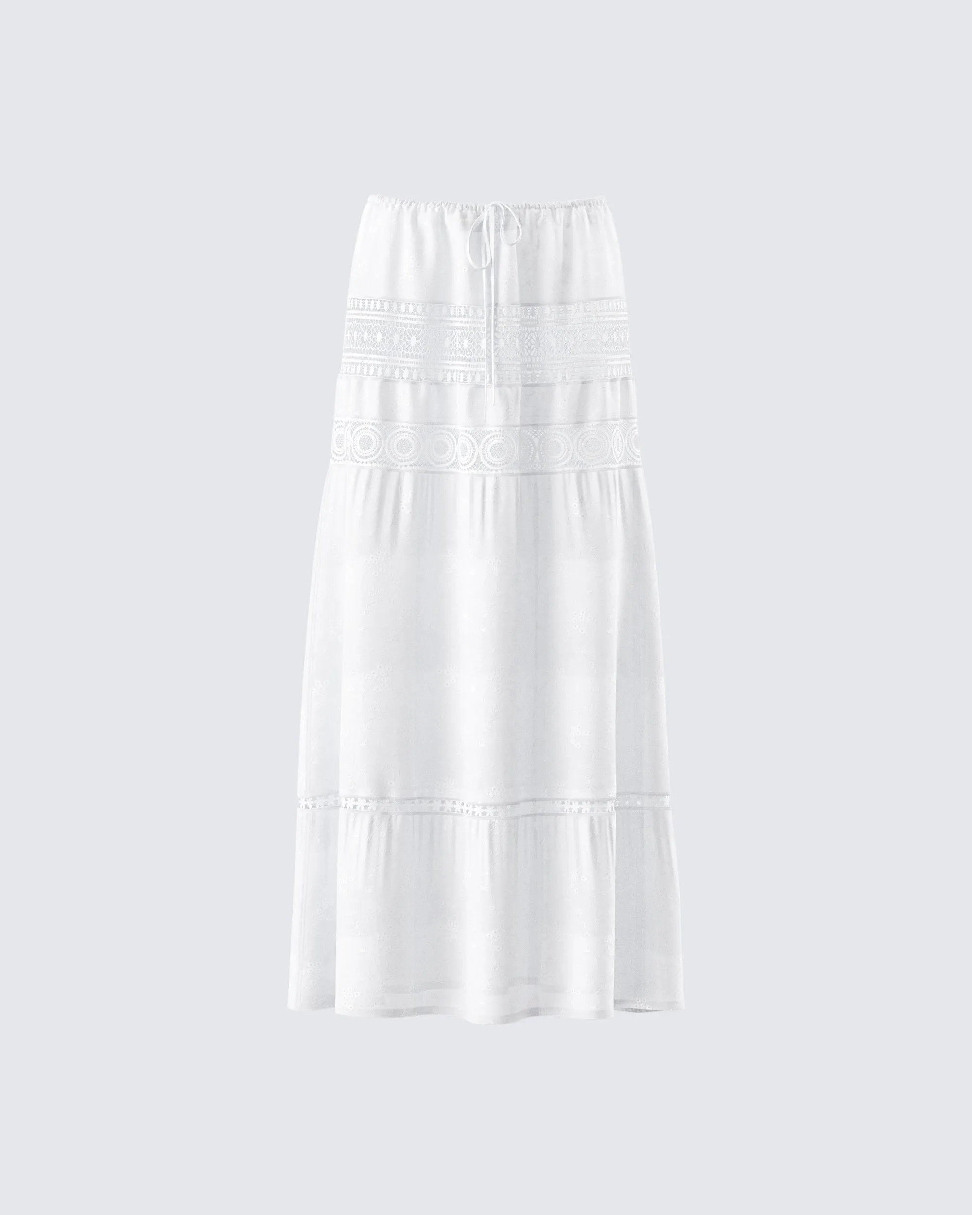 Rue White Cotton Floral Maxi Skirt