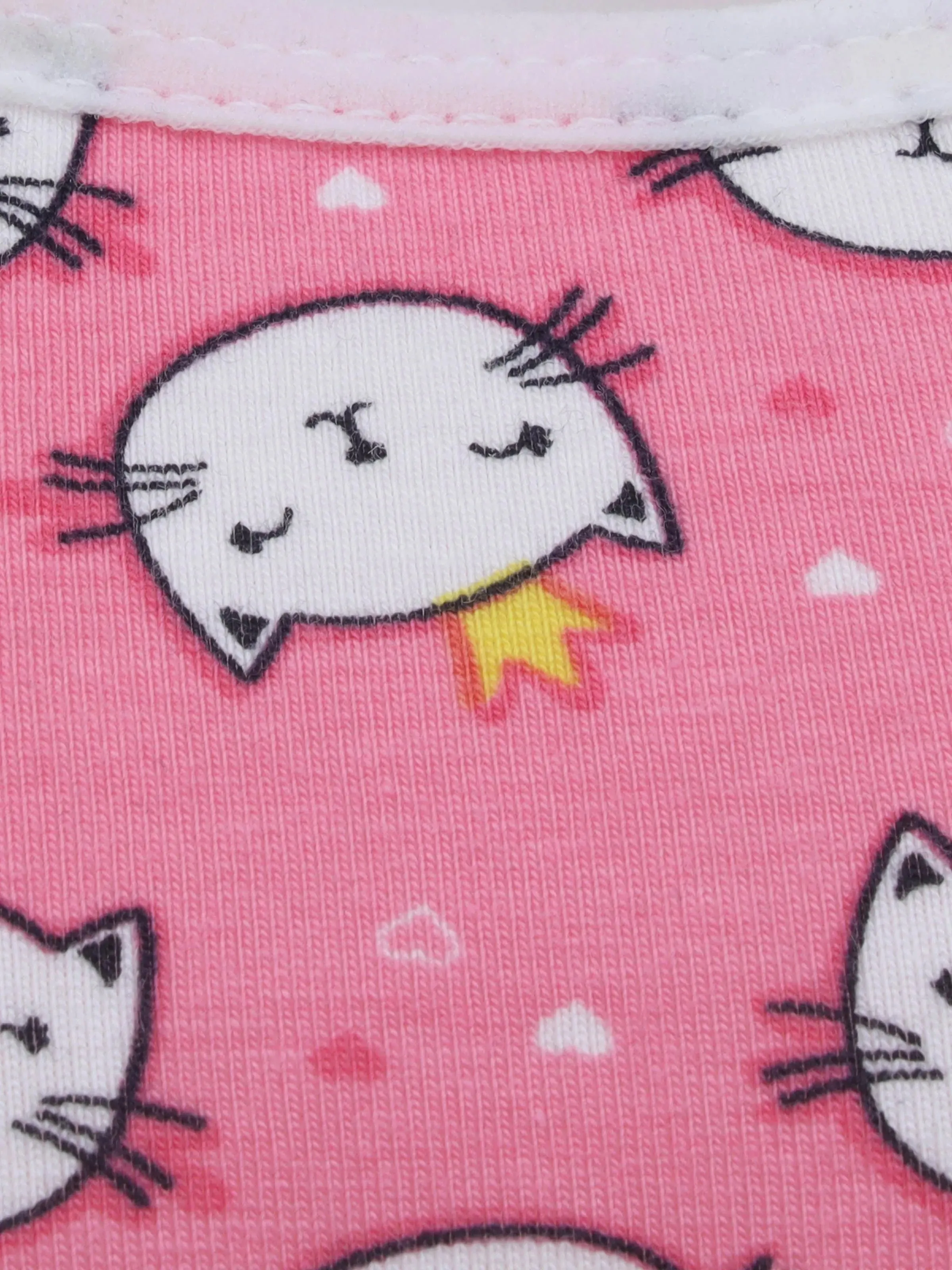 Single-Layer Broad Strap Cotton Sports Bra | Non-Padded | Kitty Print