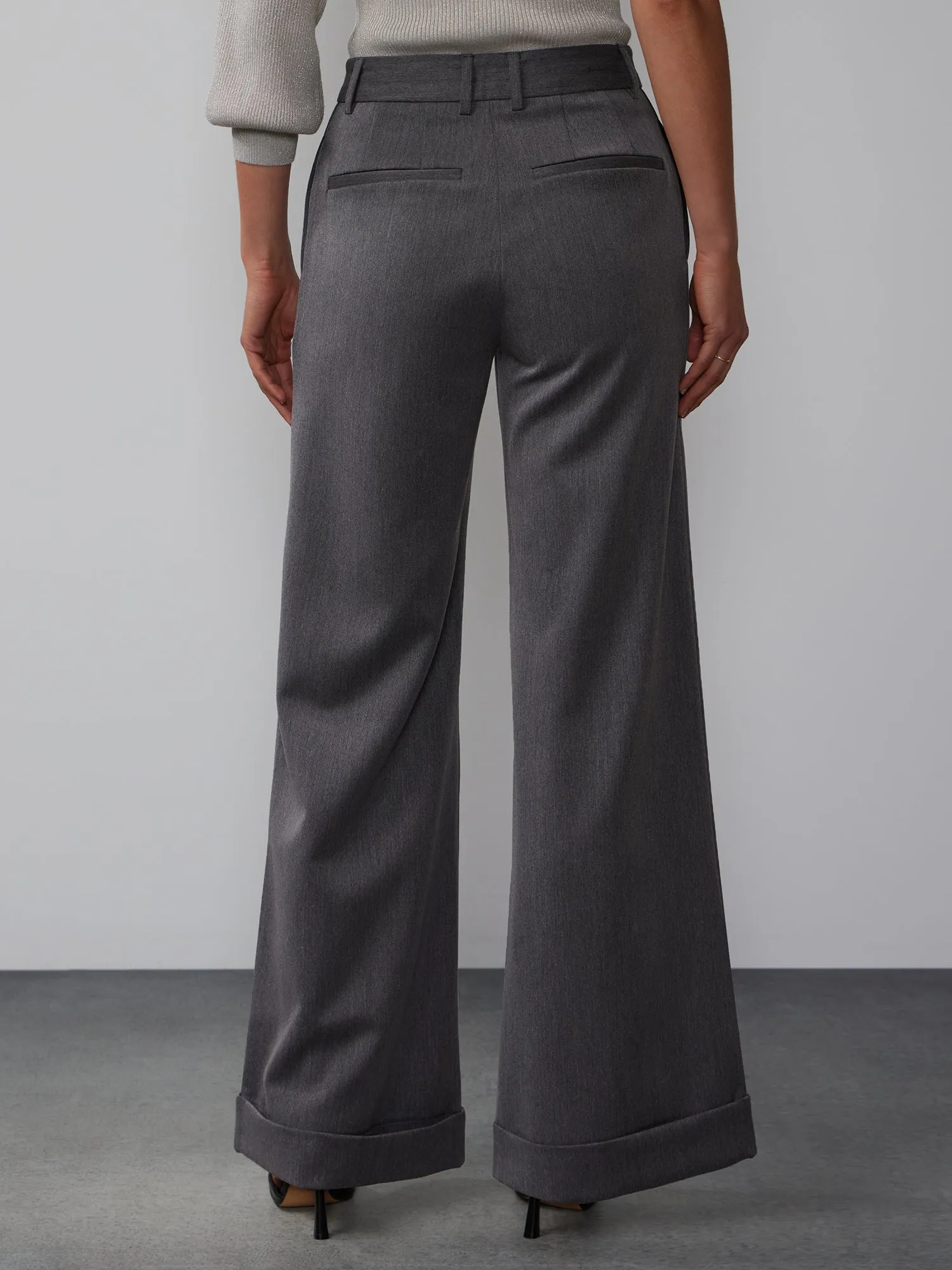 Wide Leg Cuff Hem Pants