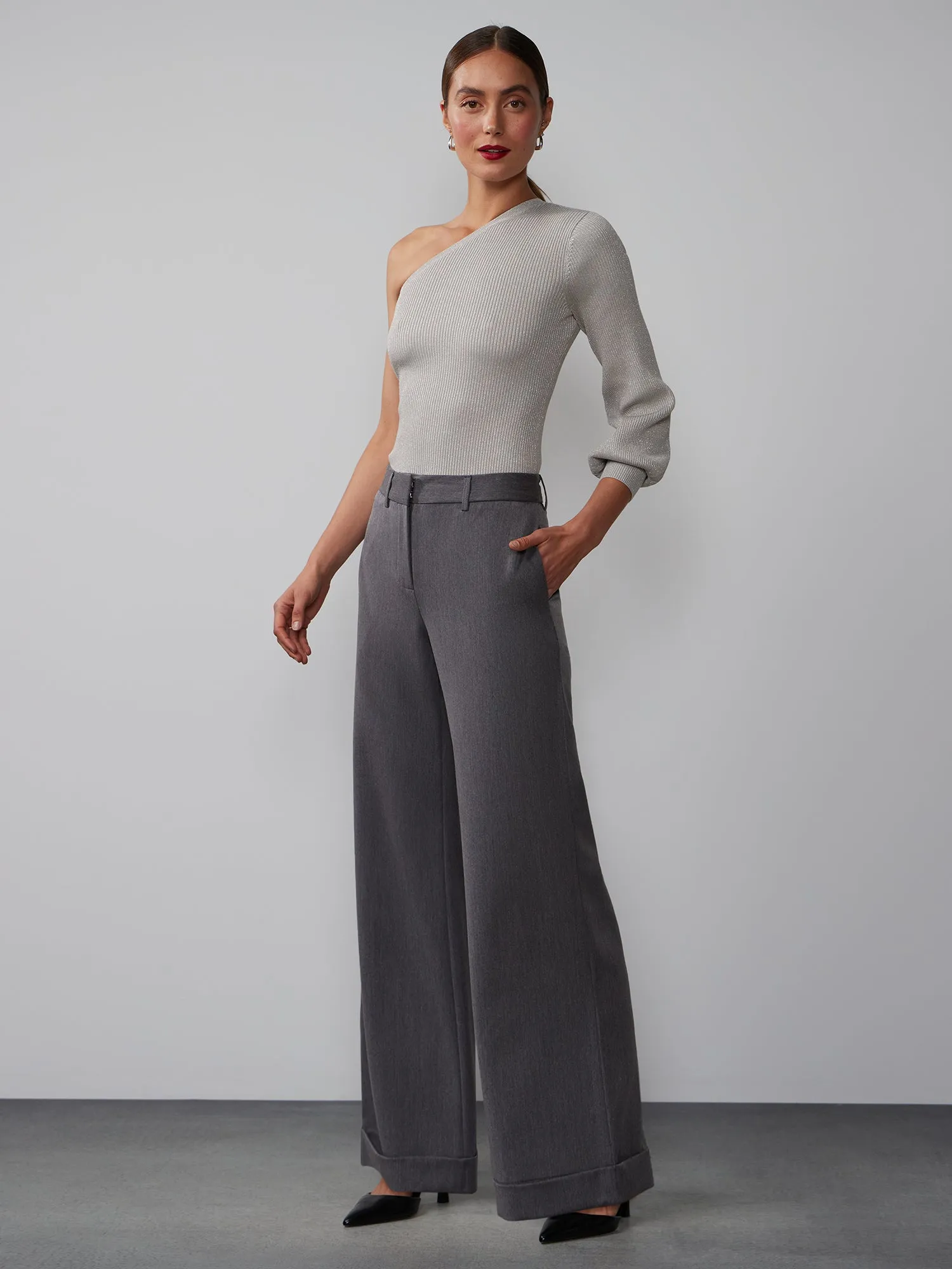Wide Leg Cuff Hem Pants