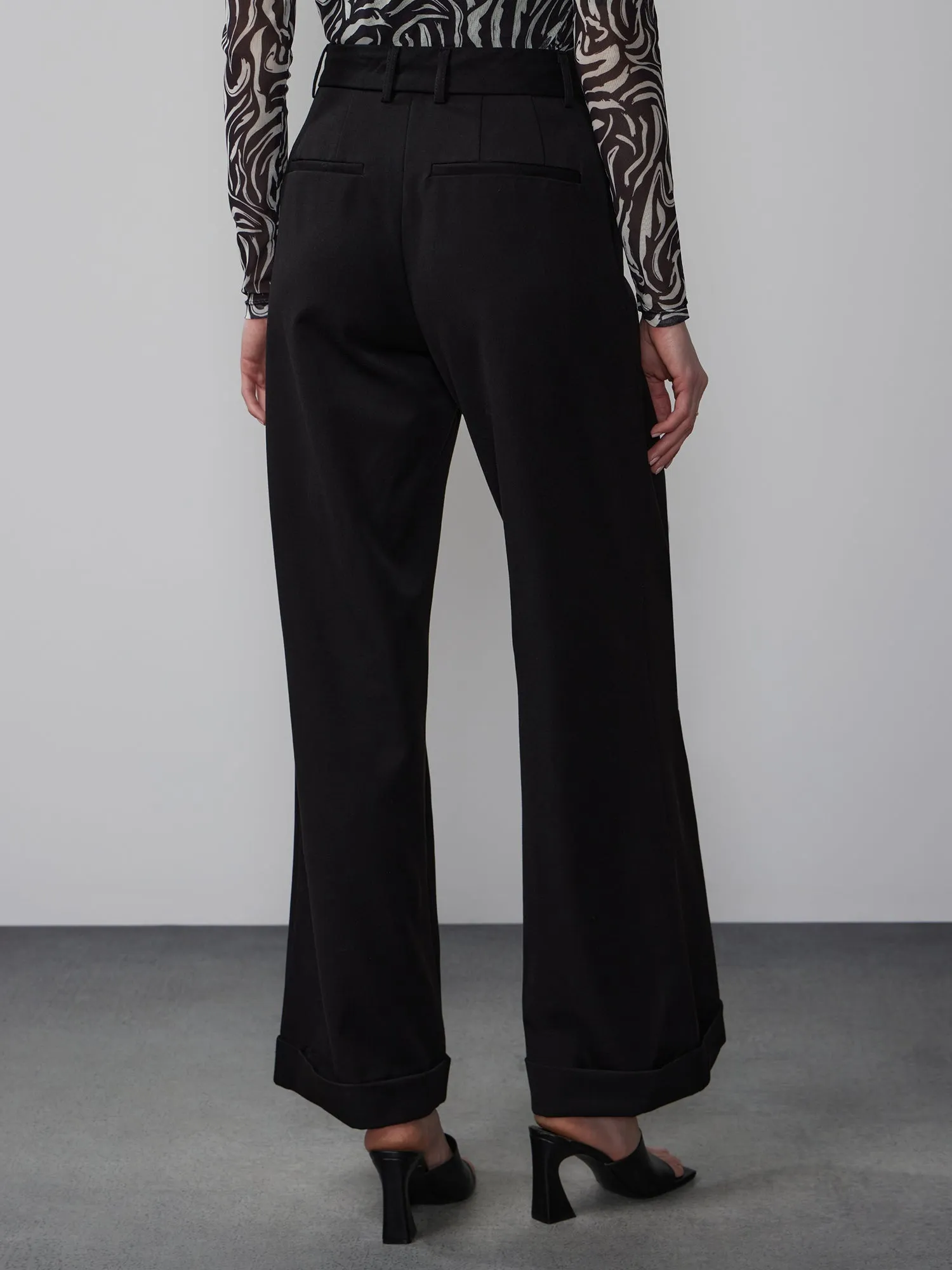 Wide Leg Cuff Hem Pants