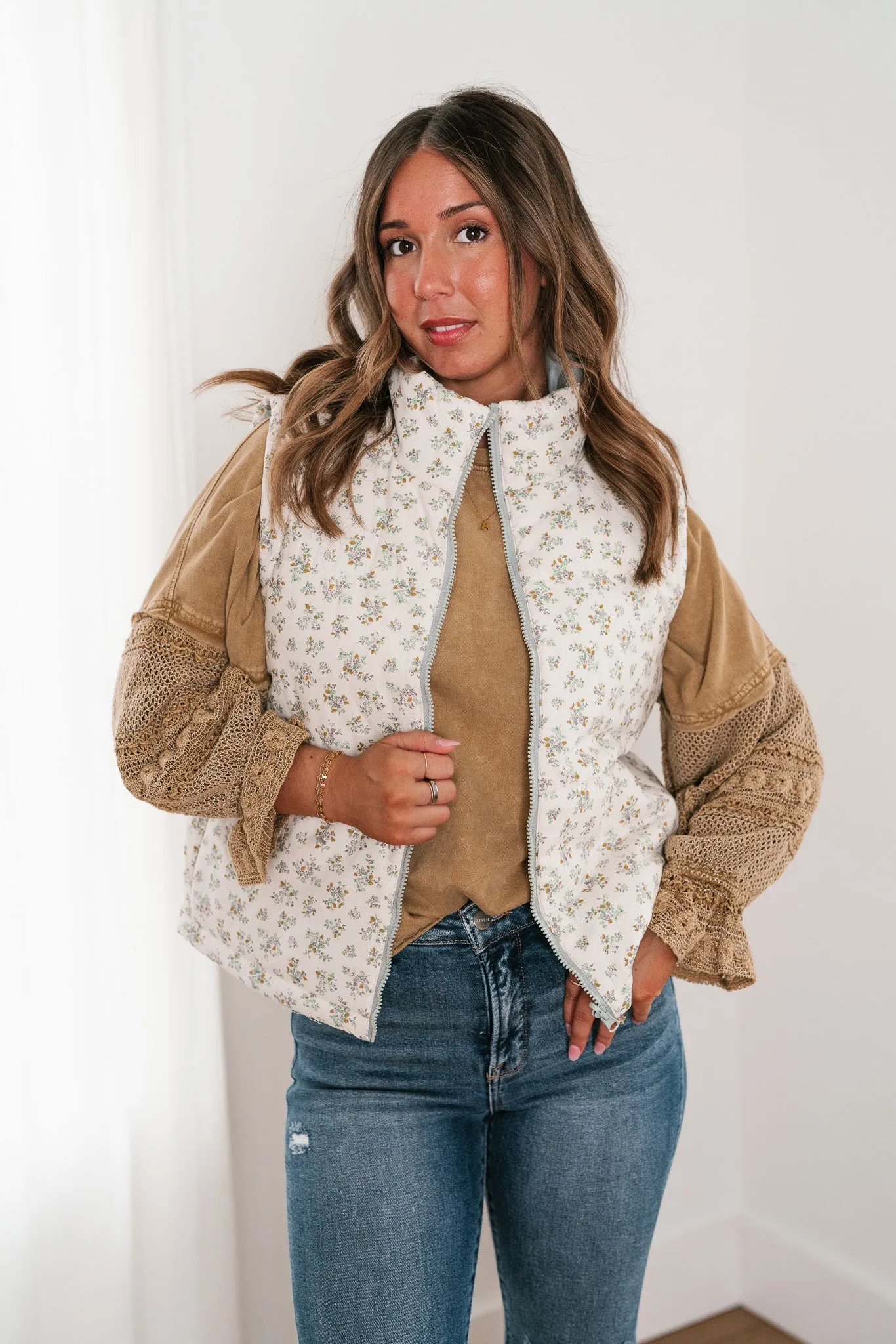 Willow Floral Reversible Puffer Vest