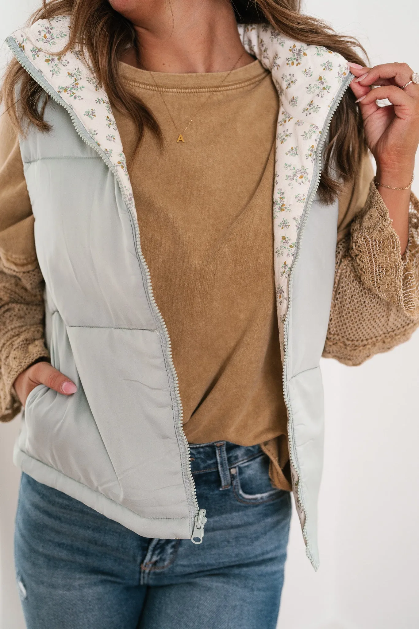 Willow Floral Reversible Puffer Vest