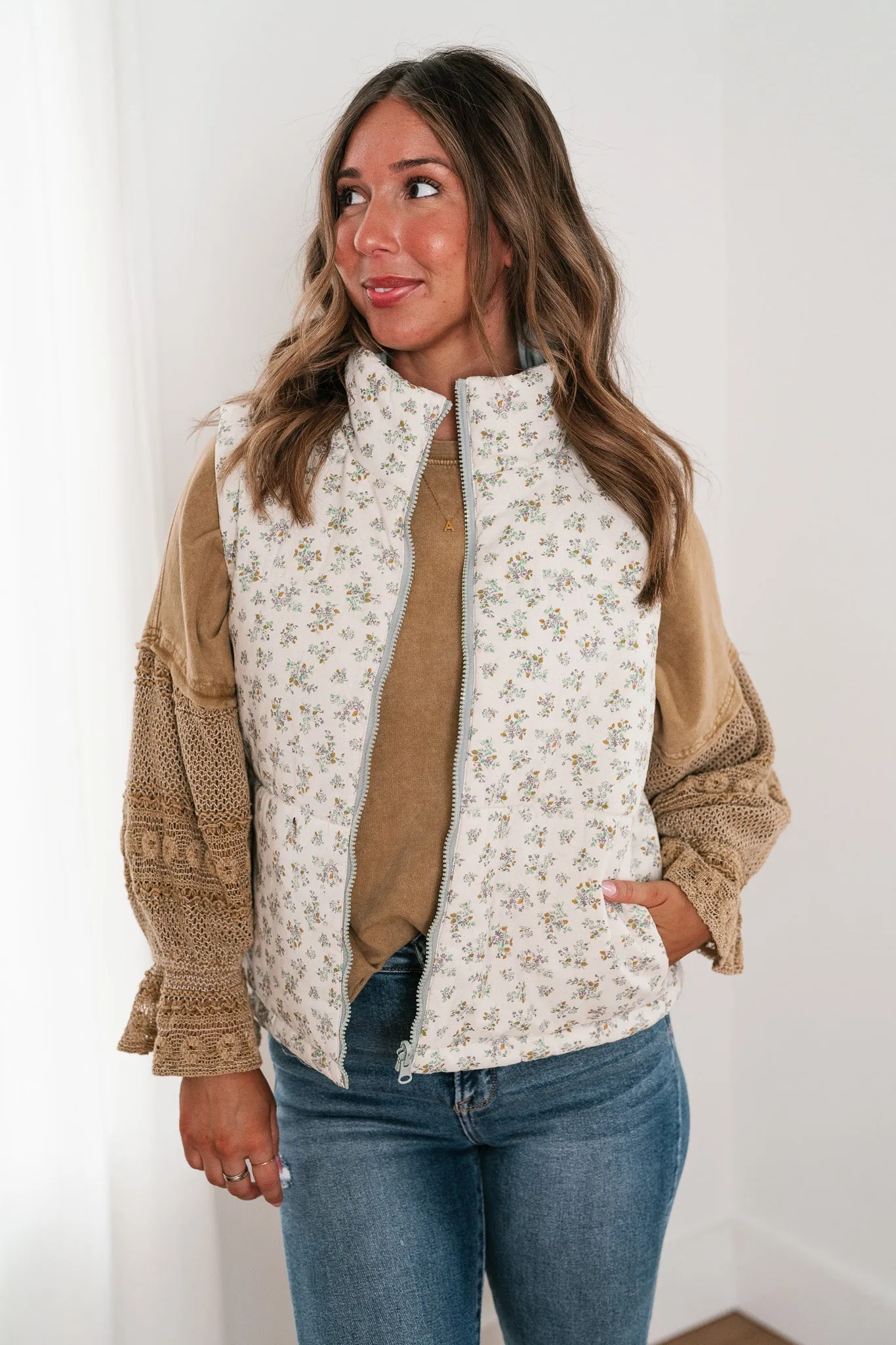 Willow Floral Reversible Puffer Vest