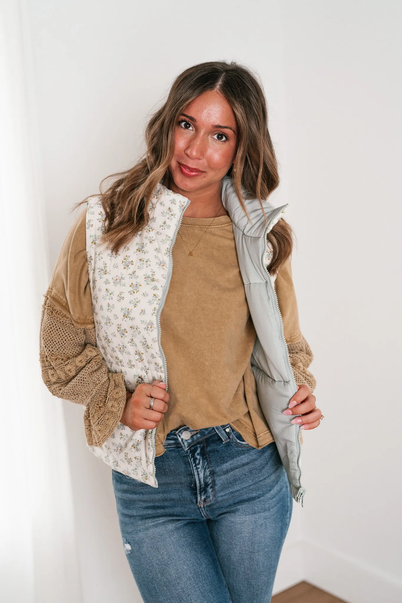 Willow Floral Reversible Puffer Vest