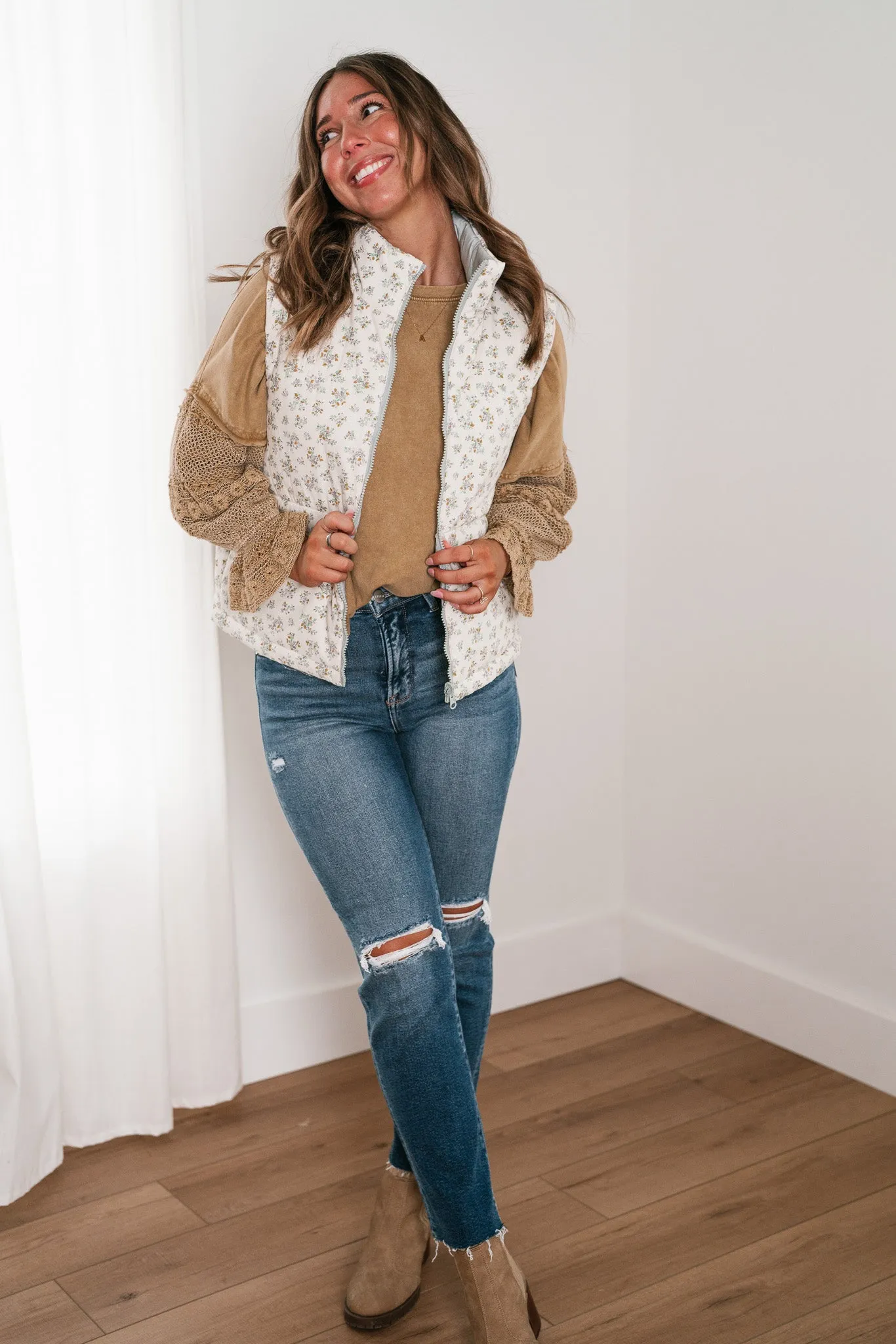 Willow Floral Reversible Puffer Vest