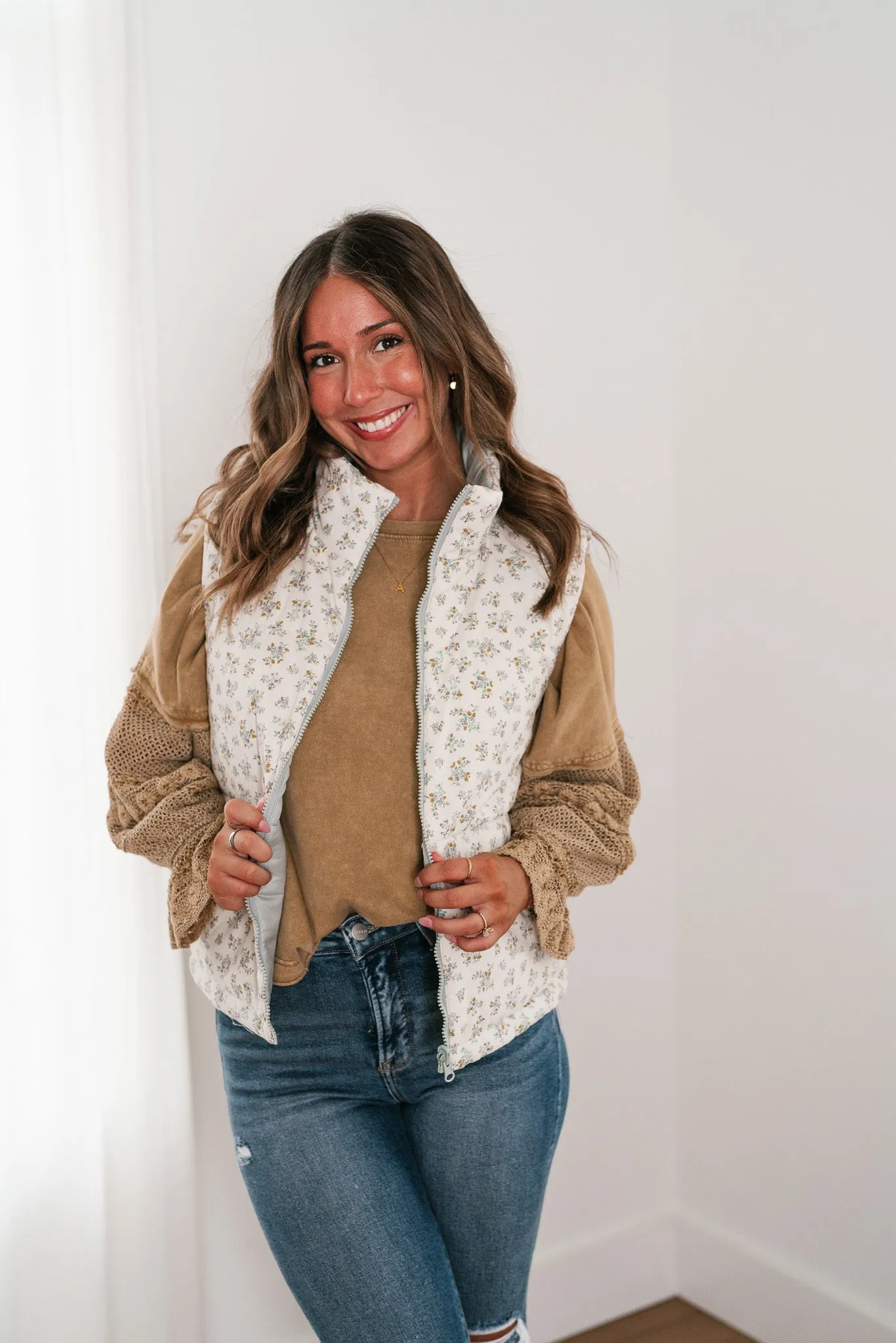 Willow Floral Reversible Puffer Vest