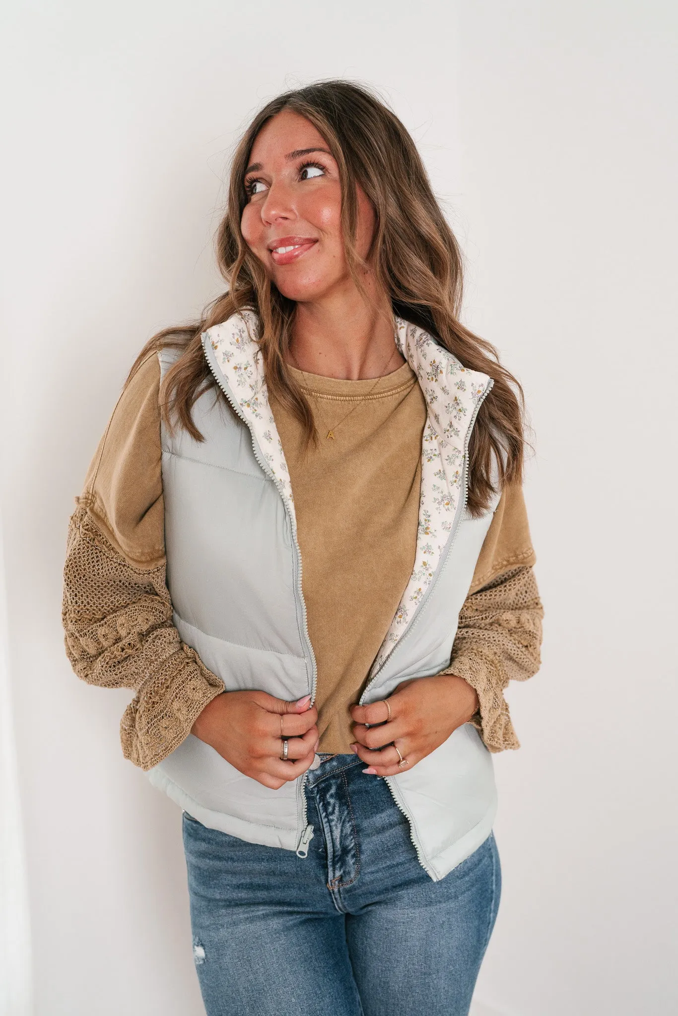 Willow Floral Reversible Puffer Vest