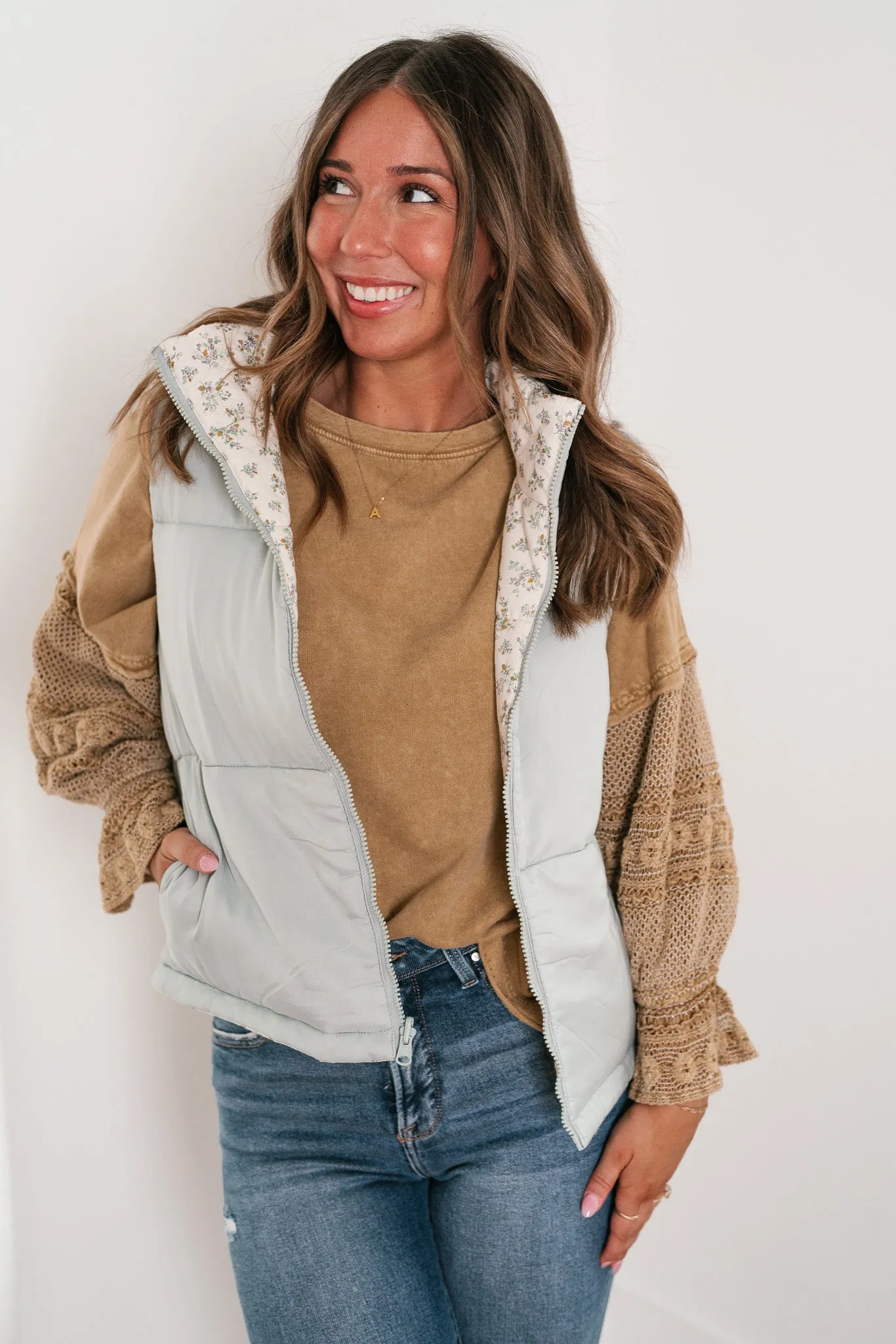 Willow Floral Reversible Puffer Vest