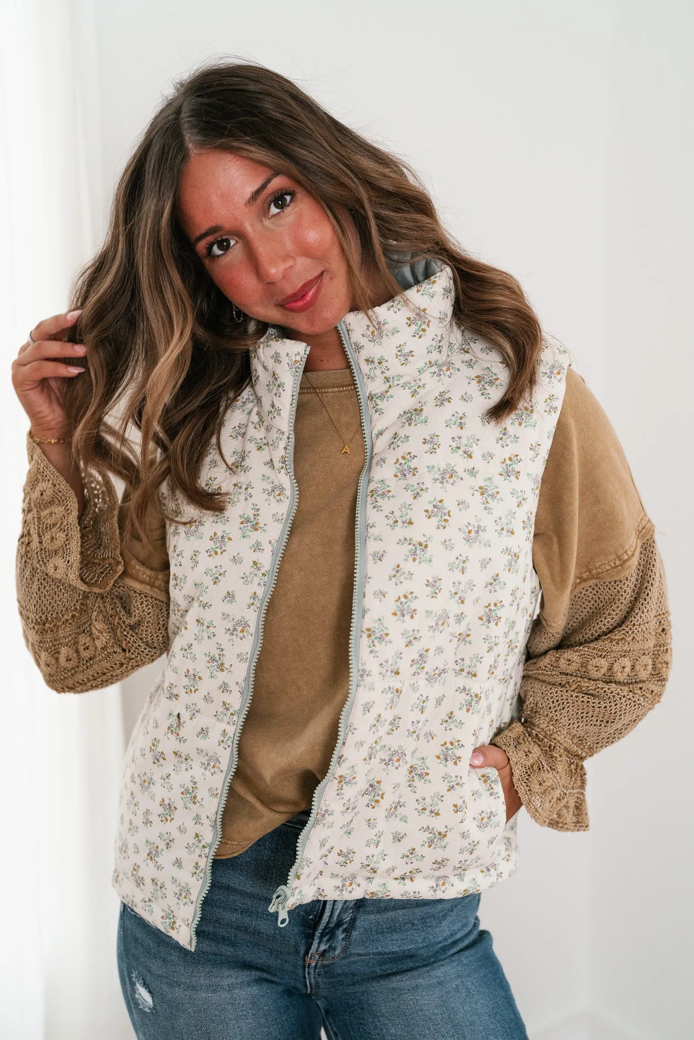Willow Floral Reversible Puffer Vest