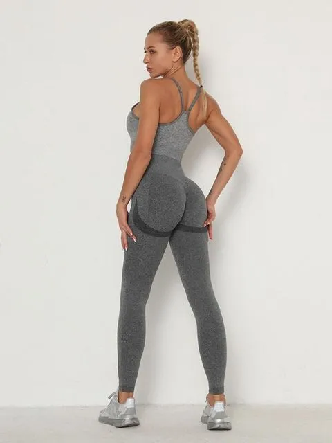 Wjczt Women&#39;s Sets Skinny Tracksuit Breathable Bra Long Sleeve Top Seamless Outfits High Waist Push Up Leggings Gym Clothes Sport Suit