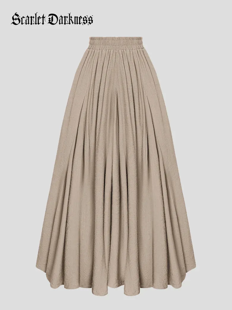Women Renaissance Big Swing Flared Maxi Skirt with Pocket