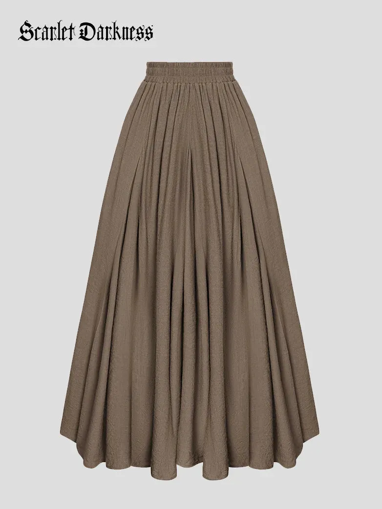 Women Renaissance Big Swing Flared Maxi Skirt with Pocket
