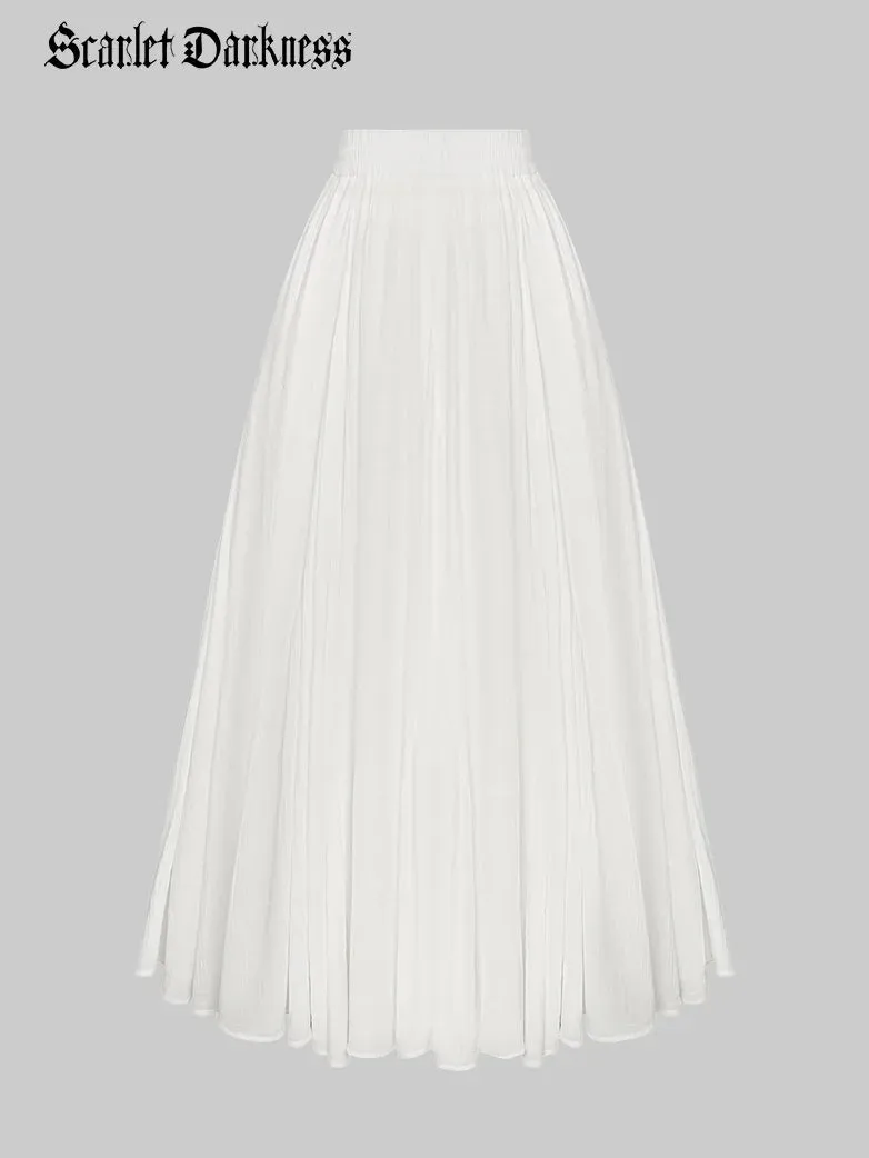 Women Renaissance Big Swing Flared Maxi Skirt with Pocket