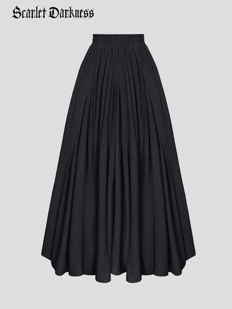 Women Renaissance Big Swing Flared Maxi Skirt with Pocket
