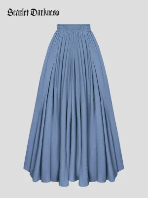 Women Renaissance Big Swing Flared Maxi Skirt with Pocket