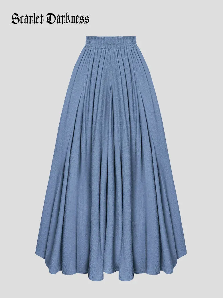 Women Renaissance Big Swing Flared Maxi Skirt with Pocket