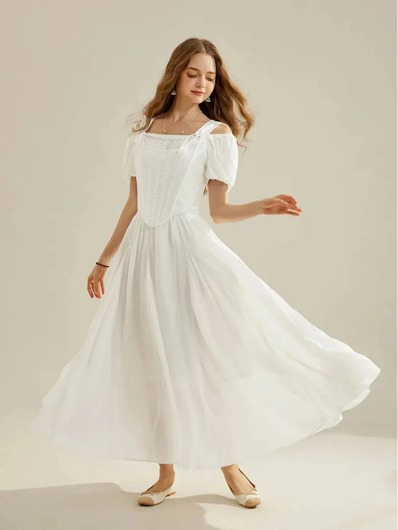 Women Renaissance Big Swing Flared Maxi Skirt with Pocket