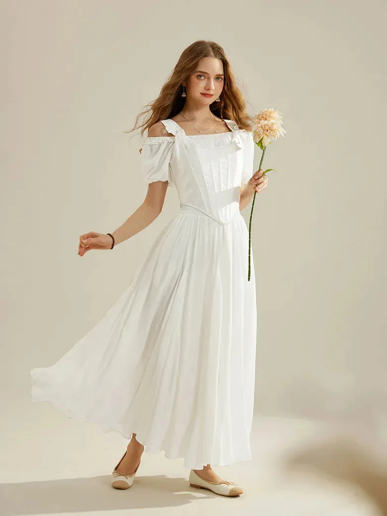 Women Renaissance Big Swing Flared Maxi Skirt with Pocket